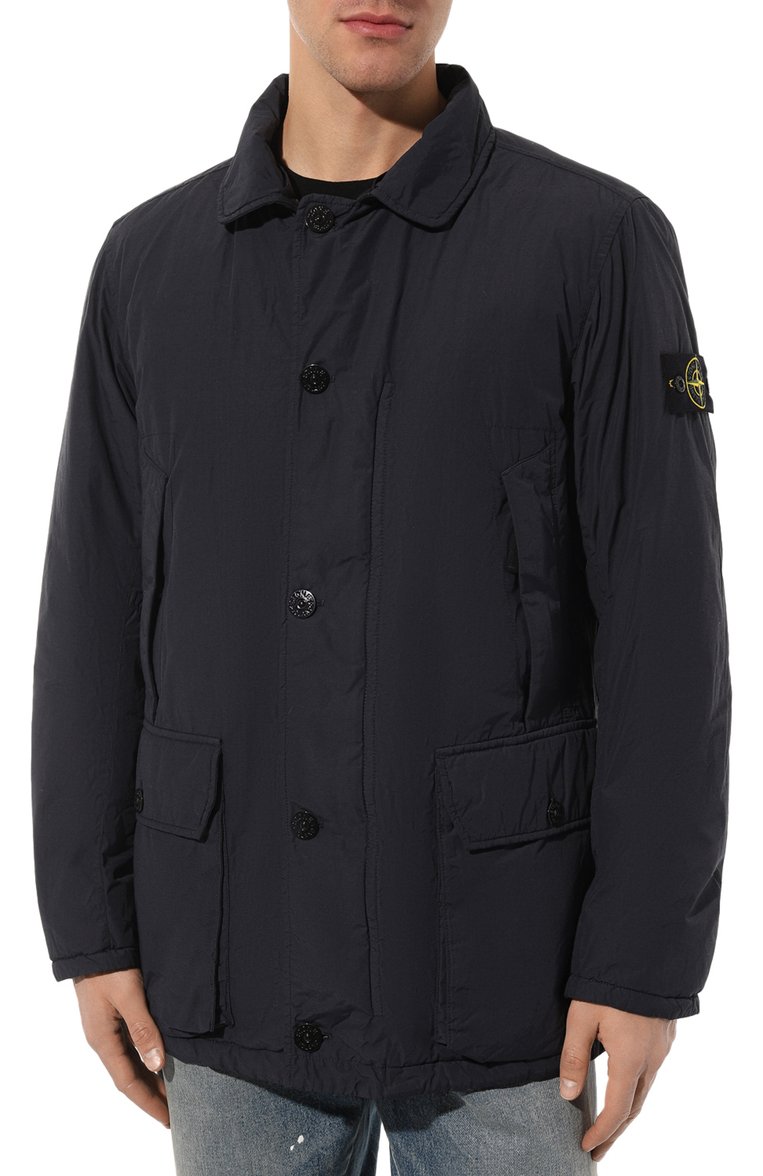 Мужская утепленная куртка STONE ISLAND темно-синего цвета, арт. 751543732 | Фото 6 (Длина (верхняя одежда): До середины бедра; Рукава: Длинные; Мужское Кросс-КТ: утепленные куртки; Материал подклада: Синтетический материал; М�атериал внешний: Синтетический материал; Стили: Кэжуэл; Кросс-КТ: Утепленные; Автоматизация ТО: Проставлено; Автоматизация состава: Проставлено)