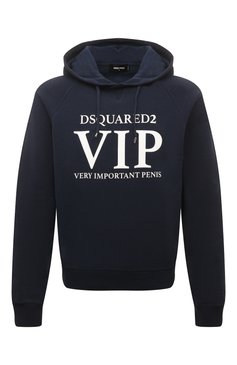 Мужской хлопковое худи DSQUARED2 темно-синего цвета, арт. S71GU0651/S25539 | Фото 1 (Рукава: Длинные; Длина (для топов): Стандартные; Стили: Гранж; Принт: С принтом; Мужское Кросс-КТ: Худи-одежда; Материал сплава: Проставлено; Материал внешний: Хлопок; Драгоценные камни: Проставлено)