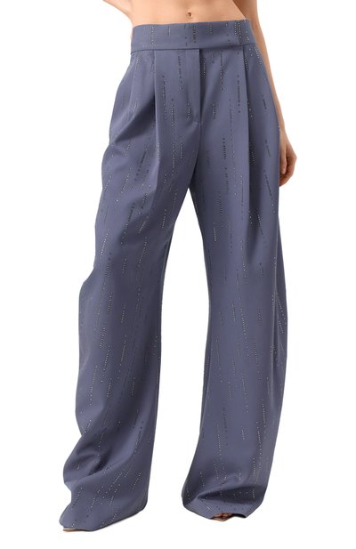 Шерстяные брюки с отделкой стразами THE ATTICO, арт. 247WCP102, фото 3