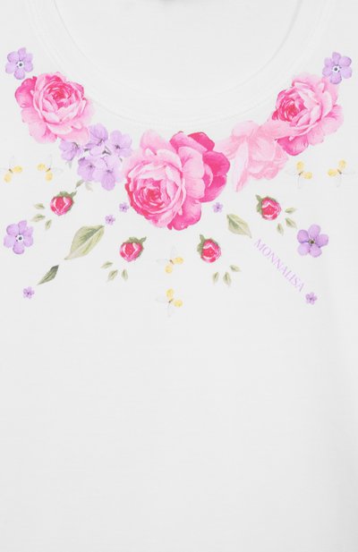 Хлопковая футболка MONNALISA белого цвета по цене 8300 руб., арт. 11G605, фото 3 Хлопковая футболка MONNALISA, арт. 11G605, фото 3