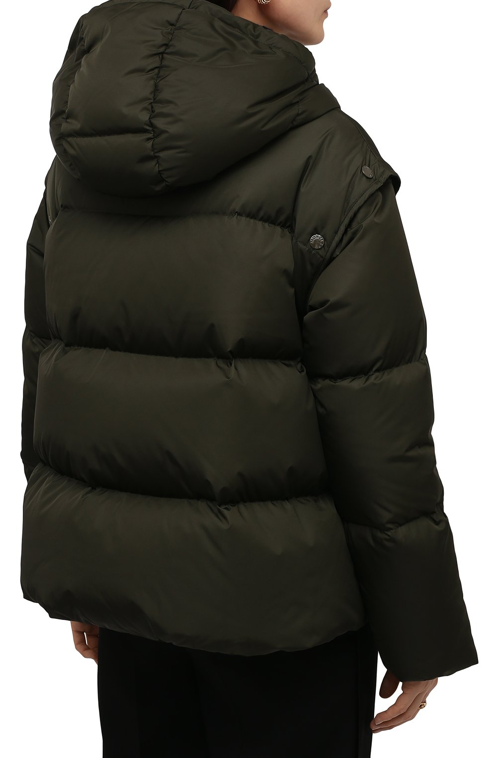 Пуховик MONCLER хаки цвета по цене 160500 руб., арт. G2-093-1A000-08-54155, фото 4 Пуховик MONCLER, арт. G2-093-1A000-08-54155, фото 4