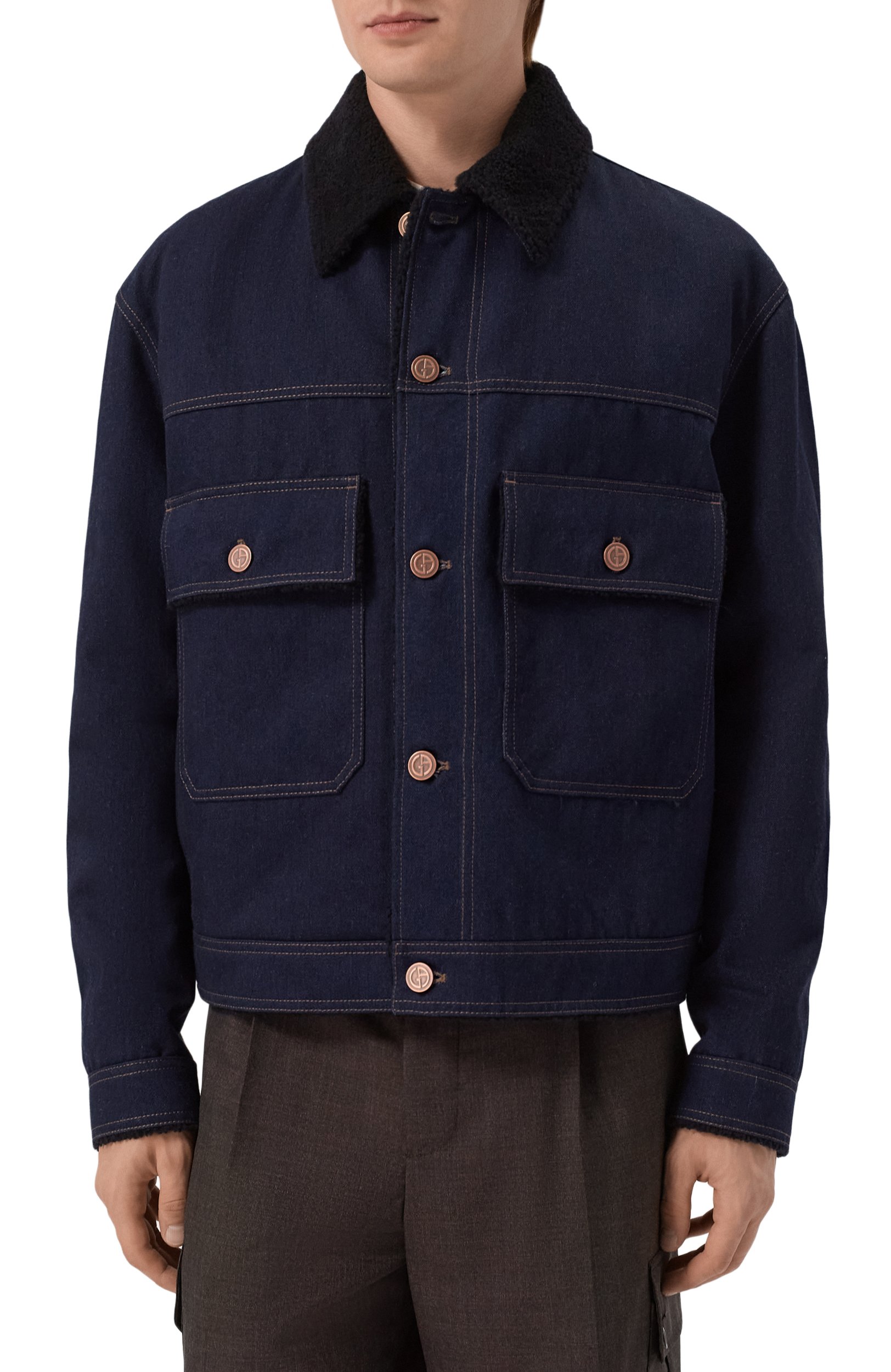 Джинсовая куртка с подкладкой из овчины GIORGIO ARMANI, арт. GM004587/AF28862, фото 3