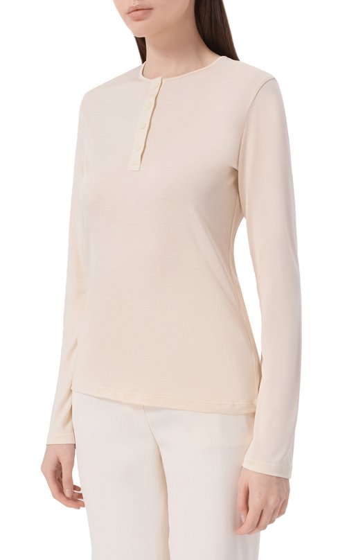Лонгслив из шелка 12 STOREEZ 136691 Кремовый  136691 Фото 3