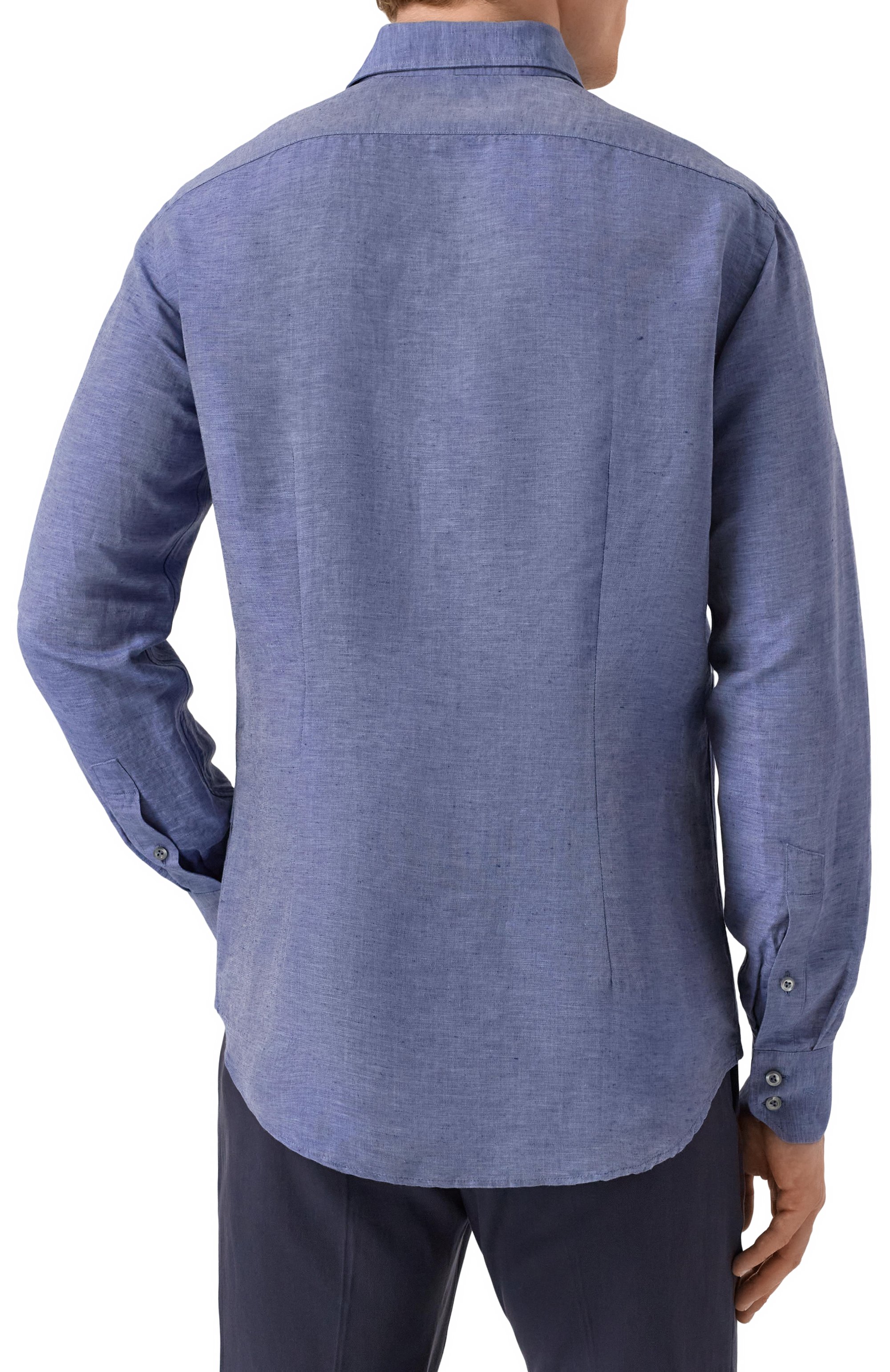 Льняная рубашка VAN LAACK темно-синего цвета по цене 36100 руб., арт. VL-RIK0S-TF02W/150316, фото 4 Льняная рубашка VAN LAACK, арт. VL-RIK0S-TF02W/150316, фото 4