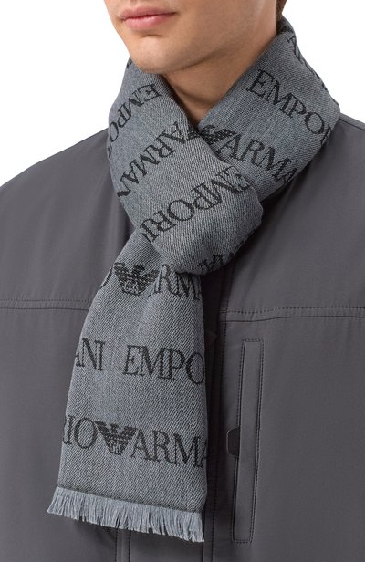 Шарф EMPORIO ARMANI серого цвета по цене 14150 руб., арт. EM004238/AF21541, фото 2 Шарф EMPORIO ARMANI, арт. EM004238/AF21541, фото 2