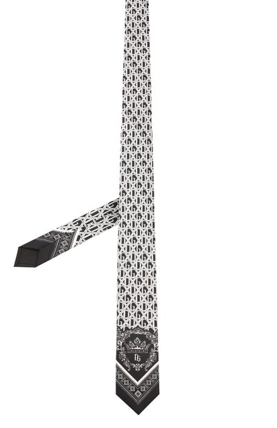 Шелковый галстук DOLCE & GABBANA черно-белого цвета по цене 23450 руб., арт. GT149E/G0WLM, фото 2 Шелковый галстук DOLCE & GABBANA, арт. GT149E/G0WLM, фото 2