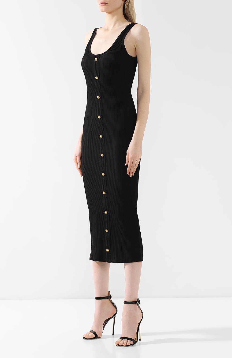 Платье из смеси хлопка и вискозы BALMAIN, арт. RF16408/C067, фото 3