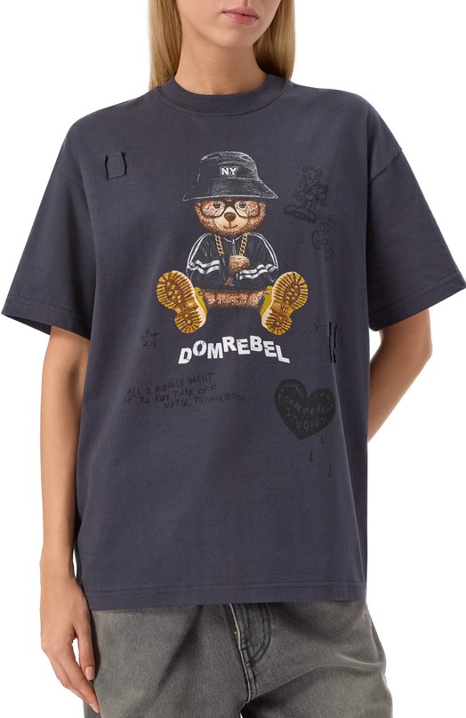 Хлопковая футболка DOMREBEL NY BEAR SKETCH T-SHIRT Чёрный  NY BEAR SKETCH T-SHIRT Фото 3