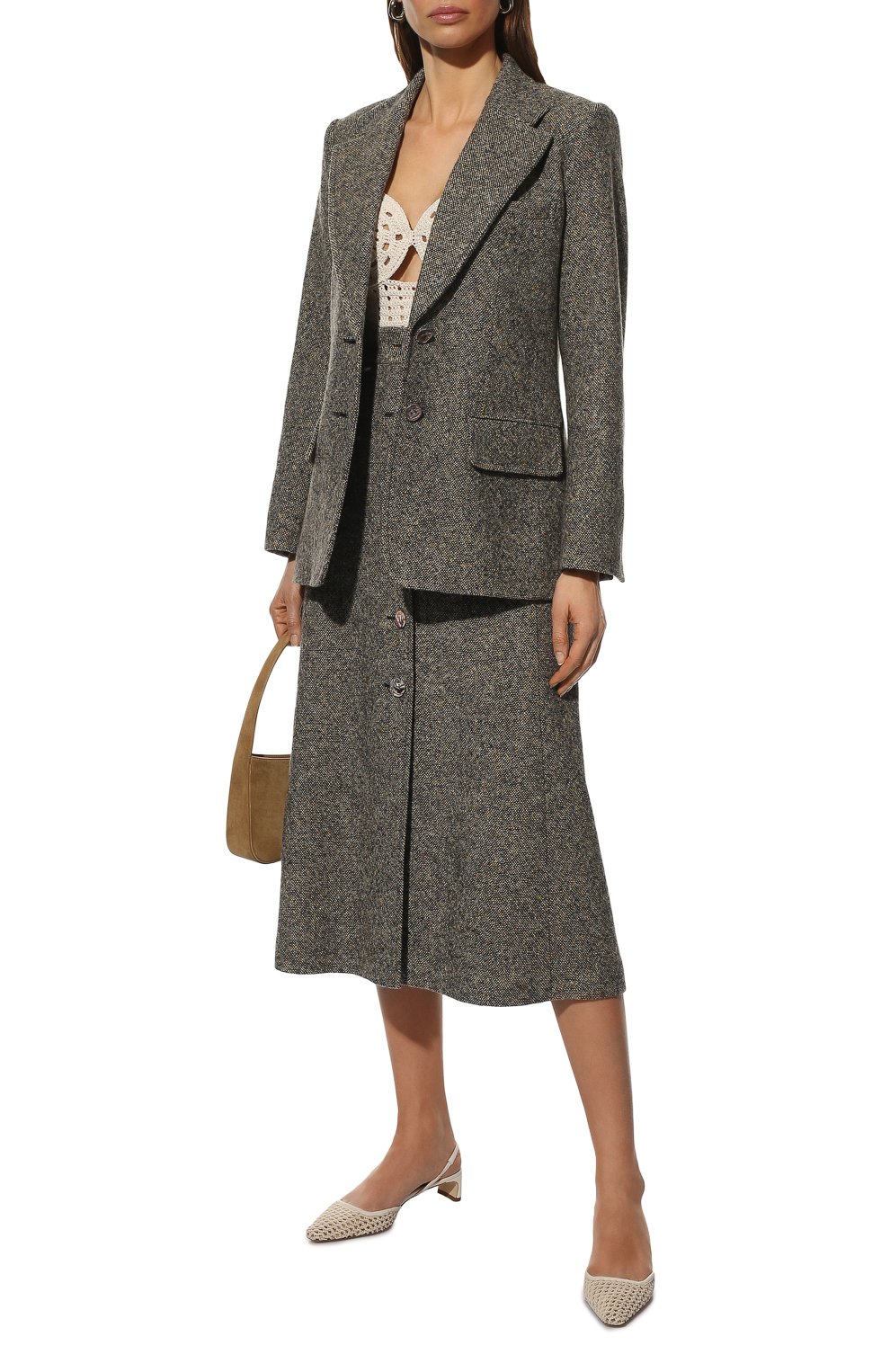 Жакет из шерсти и шелка CHLOÉ темно-серого цвета по цене 291000 руб., арт. CHC21WVE03165, фото 2 Жакет из шерсти и шелка CHLOÉ, арт. CHC21WVE03165, фото 2