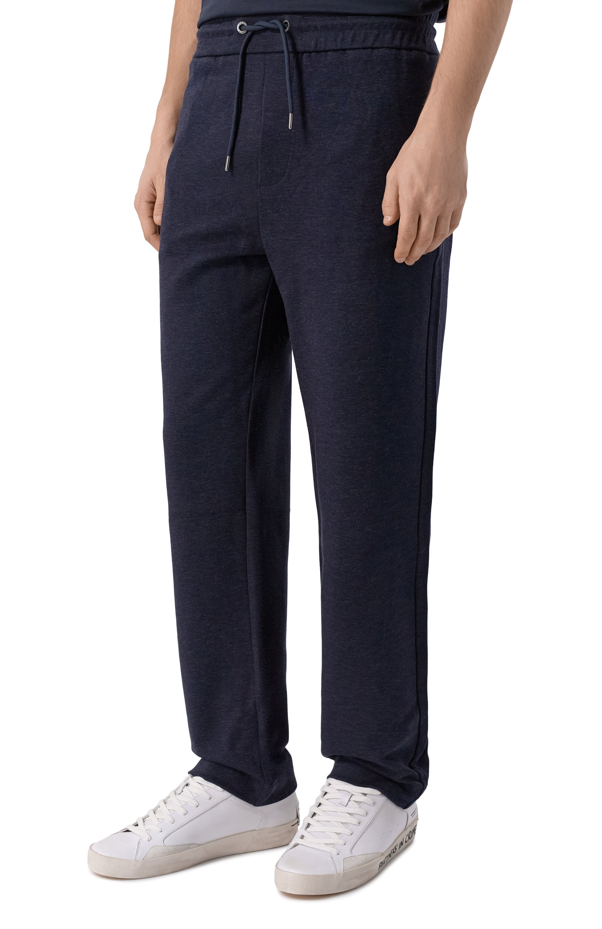 Брюки из хлопка и шерсти BOSS темно-синего цвета по цене 34950 руб., арт. 50549194, фото 3 Брюки из хлопка и шерсти BOSS, арт. 50549194, фото 3