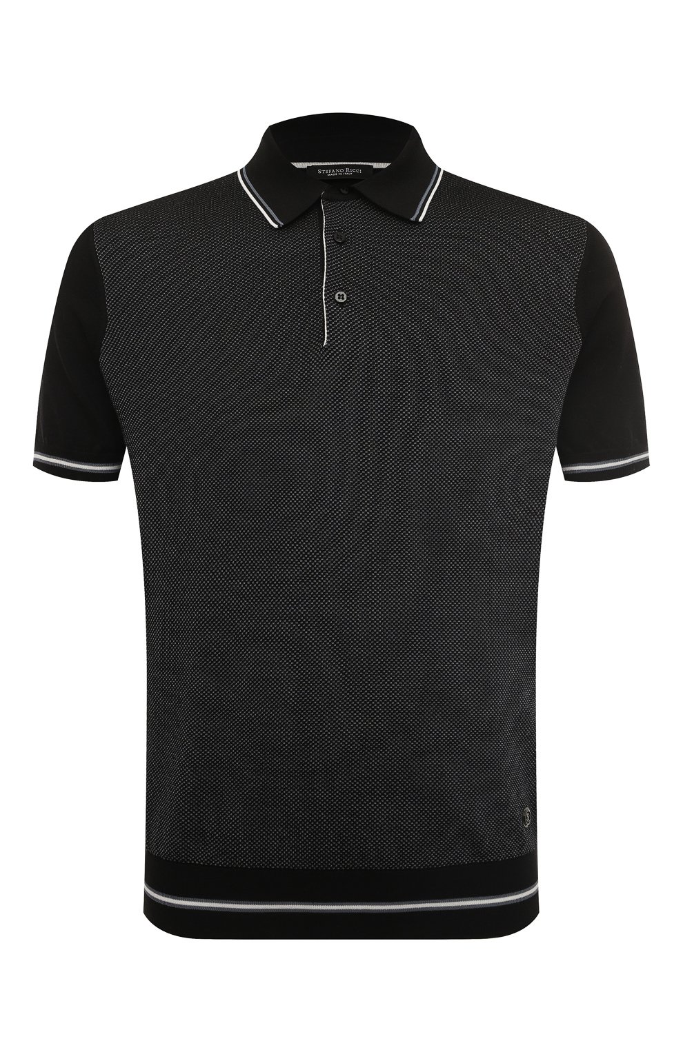 Поло из шелка и хлопка STEFANO RICCI темно-синего цвета по цене 108000 руб., арт. K818044P13/F23172, фото 1 Поло из шелка и хлопка STEFANO RICCI, арт. K818044P13/F23172, фото 1