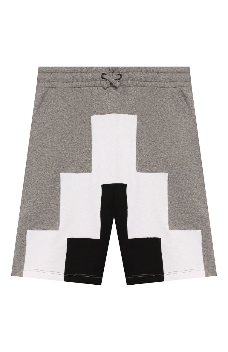 Детские хлопковые шорты MARCELO BURLON KIDS OF MILAN серого цвета, арт. 20E/B/MB/3211/0021/2-6Y | Фото 1 (Материал внешний: Хлопок; Мальчики Кросс-КТ: Шорты-одежда; Нос: Не проставлено)