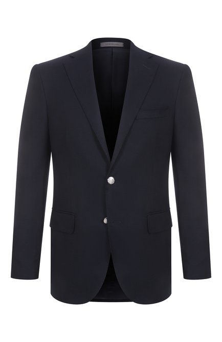 Мужской шерстяной пиджак CORNELIANI темно-синего цвета, арт. 256008-2518475 | Фото 1 (Материал сплава: Проставлено; Материал внешний: Шерсть; Драгоценные камни: Проставлено; Длина (для топов): Стандартные; Рукава: Длинные)
