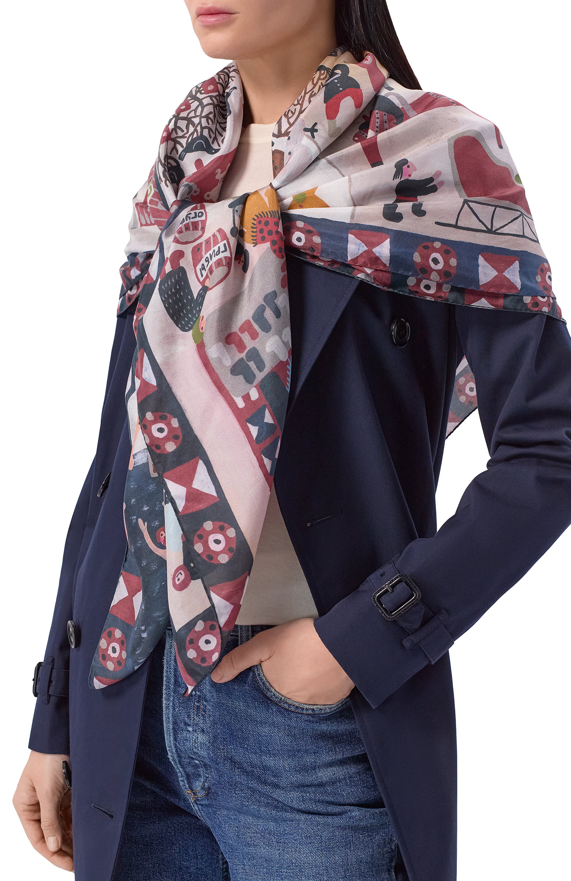 Шелковая шаль крещенская ярмарка GOURJI разноцветного цвета по цене 22980 руб., арт. 91139037/6185108, фото 2 Шелковая шаль крещенская ярмарка GOURJI, арт. 91139037/6185108, фото 2