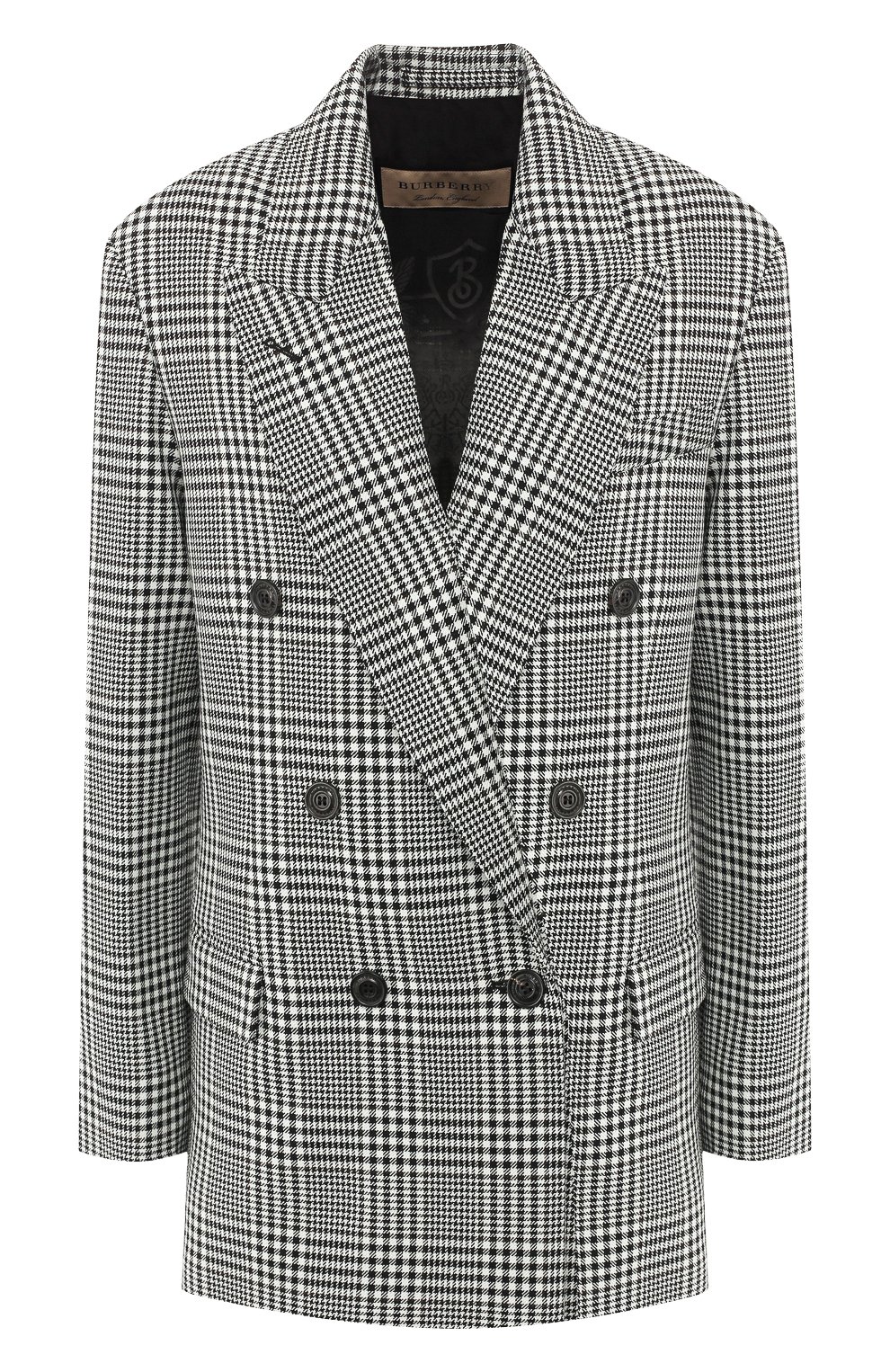 Шерстяной жакет BURBERRY черно-белого цвета по цене 199500 руб., арт. 8005207, фото 1 Шерстяной жакет BURBERRY, арт. 8005207, фото 1