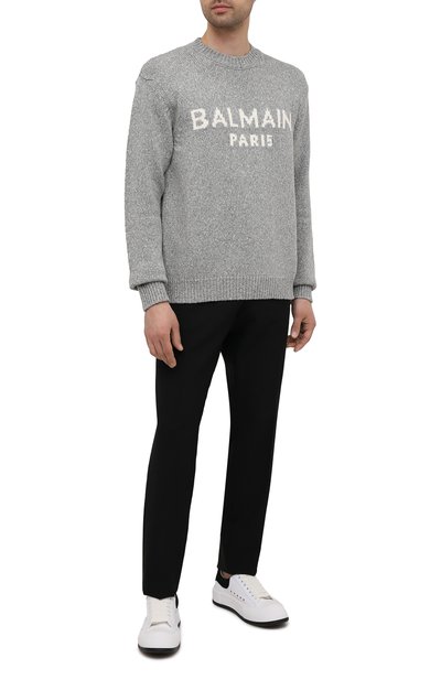 Шерстяной свитер BALMAIN серого цвета по цене 95650 руб., арт. WH1KD000/K027, фото 2 Шерстяной свитер BALMAIN, арт. WH1KD000/K027, фото 2