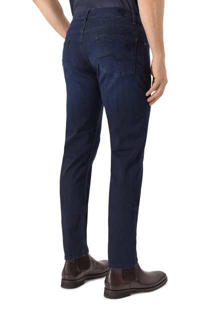 Джинсы slimmy tapered 7 FOR ALL MANKIND темно-синего цвета по цене 26350 руб., арт. JSMXA230AD, фото 4 Джинсы slimmy tapered 7 FOR ALL MANKIND, арт. JSMXA230AD, фото 4