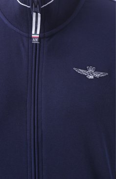 Женский хлопкова�я толстовка AERONAUTICA MILITARE темно-синего цвета, арт. FE2027DF582 | Фото 6 (Длина (для топов): Стандартные; Рукава: Длинные; Драгоценные камни: Проставлено; Материал сплава: Проставлено; Женское Кросс-КТ: Кардиган-одежда; Стили: Спорт-шик; Материал внешний: Хлопок, Синтетический материал)