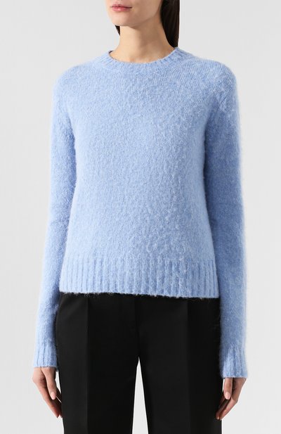 Шерстяной пуловер HELMUT LANG голубого цвета по цене 51950 руб., арт. I06HW705, фото 3 Шерстяной пуловер HELMUT LANG, арт. I06HW705, фото 3