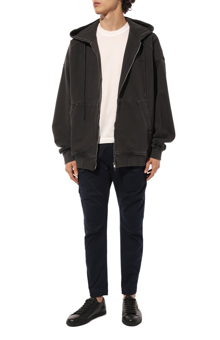 Мужские хлопковые брюки-карго DSQUARED2 темно-синего цвета, арт. S74KB0818/S39021 | Фото 2 (Материал внешний: Хлопок; Силуэт М (брюки): Карго; Случай: Повседневный; Стили: Гранж; Длина (брюки, джинсы): Стандартные)