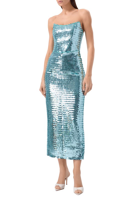 Платье с отделкой пайетками Sasha Kim SK-00001854 Голубой  SK-00001854 Фото 2