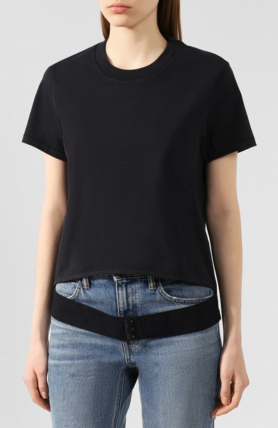 Хлопковая футболка HELMUT LANG черного цвета по цене 33100 руб., арт. J09DW501, фото 3 Хлопковая футболка HELMUT LANG, арт. J09DW501, фото 3