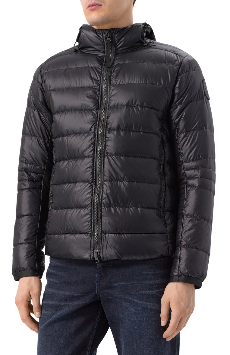 Мужская пуховая куртка crofton CANADA GOOSE черного цвета, арт. 2227MB | Фото 3 (Рукава: Длинные; Материал сплава: Проставлено; Длин�а (верхняя одежда): Короткие; Драгоценные камни: Проставлено; Материал подклада: Синтетический материал; Мужское Кросс-КТ: утепленные куртки; Стили: Кэжуэл; Кросс-КТ: Куртка, Утепленные; Материал внешний: Синтетический материал)