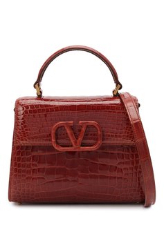 Женская сумка vsling из кожи аллигатора VALENTINO коричневого цвета, арт. VW2B0F53/XDE/AMIS | Фото 6 (Сумки-технические: Сумки через плечо, Сумки top-handle; Материал: Экзотическая кожа; Региональные ограничения белый список (Axapta Mercury): RU; Материал сплава: Проставлено; Ремень/цепочка: На ремешке; Драгоценные камни: Проставлено; Размер: small)