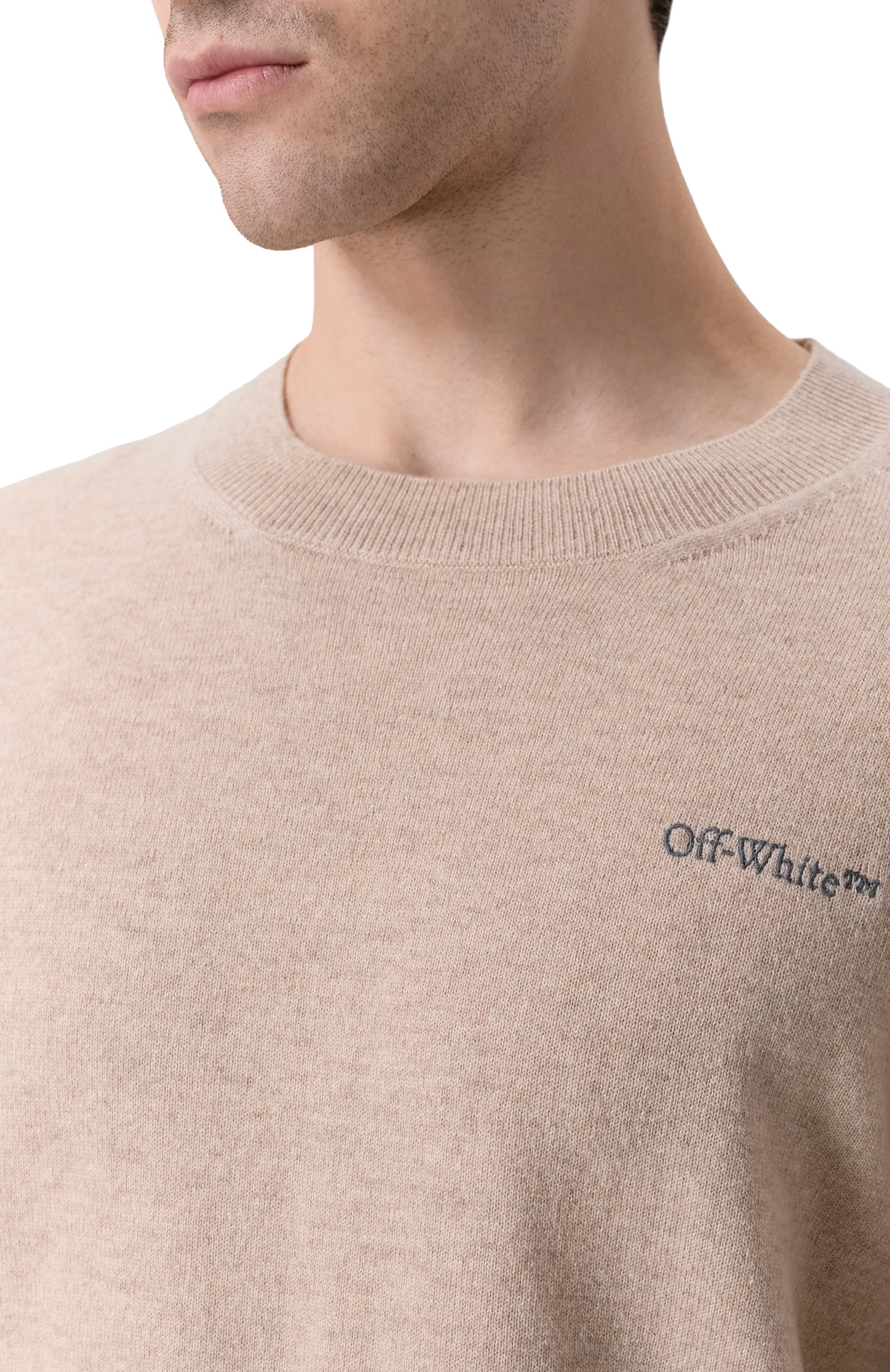 Кашемировый джемпер OFF-WHITE бежевого цвета по цене 117000 руб., арт. 0MHE200F25KNI001, фото 5 Кашемировый джемпер OFF-WHITE, арт. 0MHE200F25KNI001, фото 5