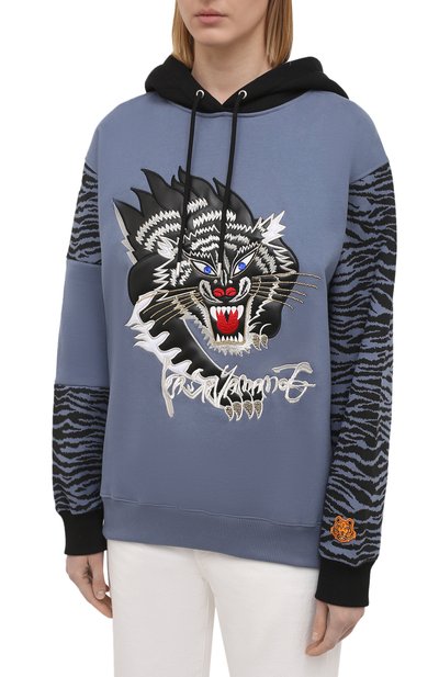 Хлопковое худи KENZO голубого цвета по цене 39850 руб., арт. FB52SW6274MH, фото 3 Хлопковое худи KENZO, арт. FB52SW6274MH, фото 3