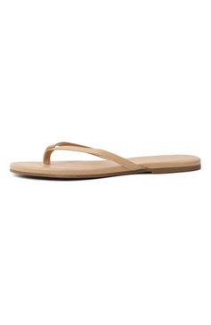 Женские кожаные шлепанцы MELISSA ODABASH бежевого цвета, арт. SANDALS CR | Фото 4 (Материал внешний: Натуральная кожа; Подошва: Плоская; Каблук высота: Низкий; Драгоценные камни: Проставлено; Материал сплав�а: Проставлено)