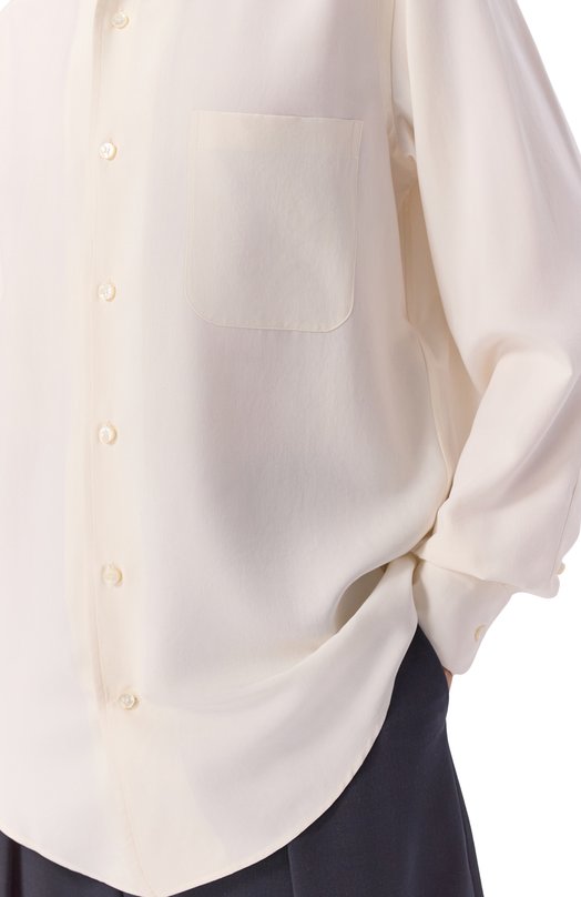 Шелковая рубашка Loro Piana FA00500 Кремовый  FA00500 Фото 5