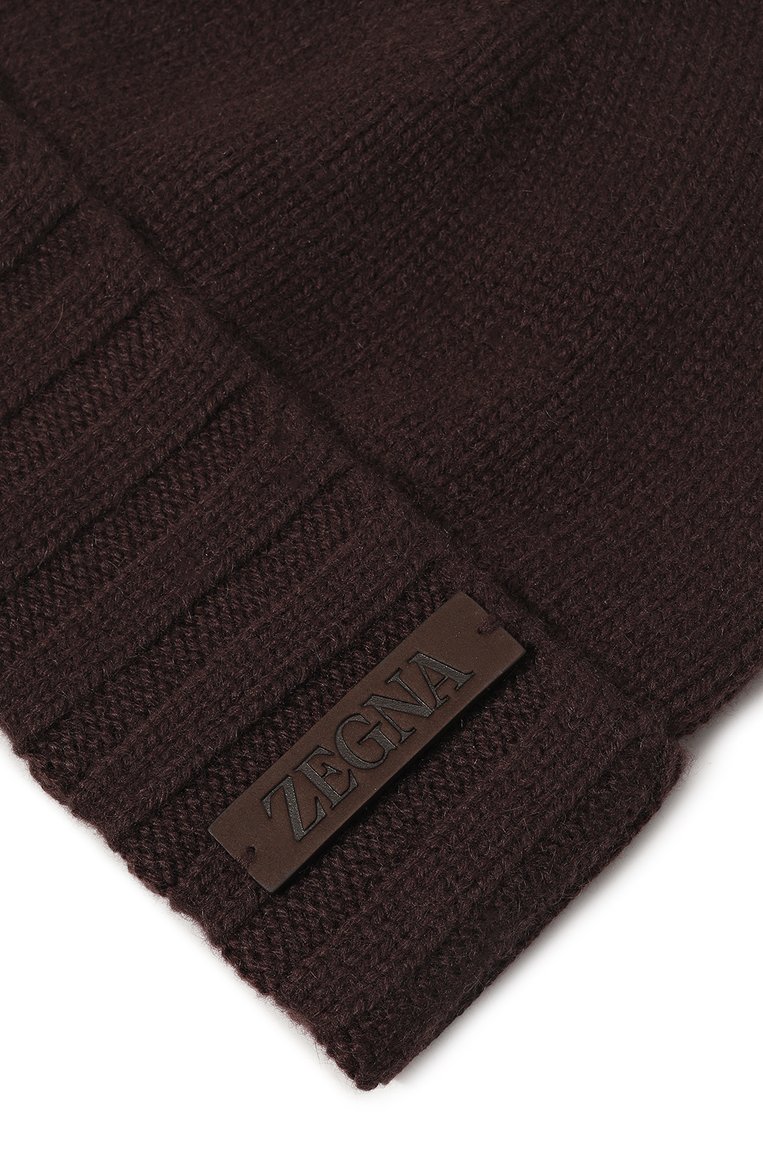 Мужская кашемировая шапка ZEGNA темно-коричневого цвета, арт. Z6I40HA6/B60 | Фото 3 (Материал: Шерсть, Текстиль, Кашемир; Нос: Не проставлено; Кросс-КТ: Трикотаж)