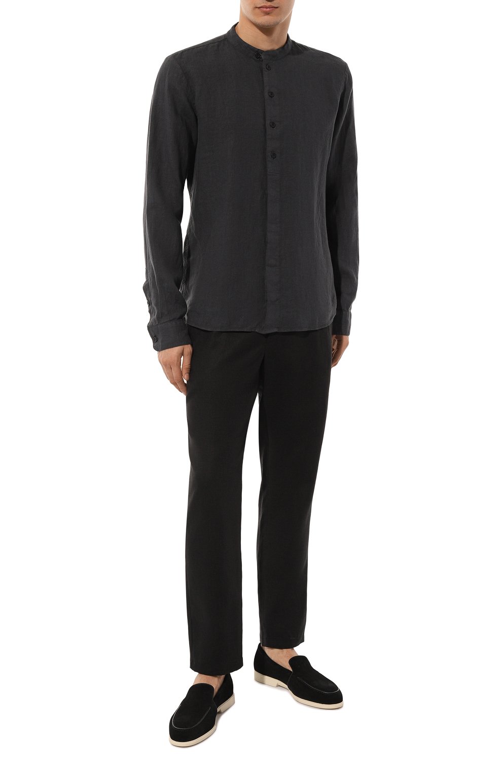 Льняная рубашка HANNES ROETHER темно-серого цвета по цене 23900 руб., арт. TU29BS.608, фото 2 Льняная рубашка HANNES ROETHER, арт. TU29BS.608, фото 2