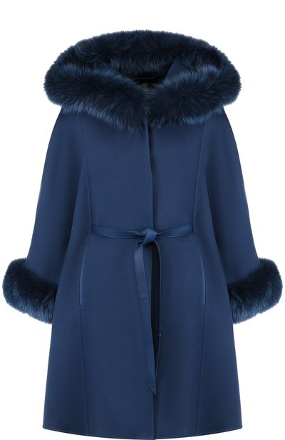 Женское кашемировое пальто с поясом и меховой отделкой LORO PIANA, арт. FAG4619