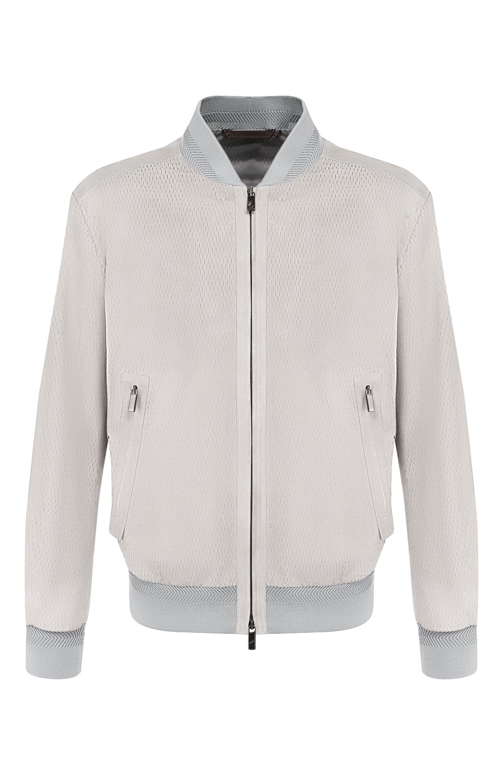 Кожаный бомбер ZEGNA светло-серого цвета по цене 468500 руб., арт. USPGL/S179, фото 1 Кожаный бомбер ZEGNA, арт. USPGL/S179, фото 1