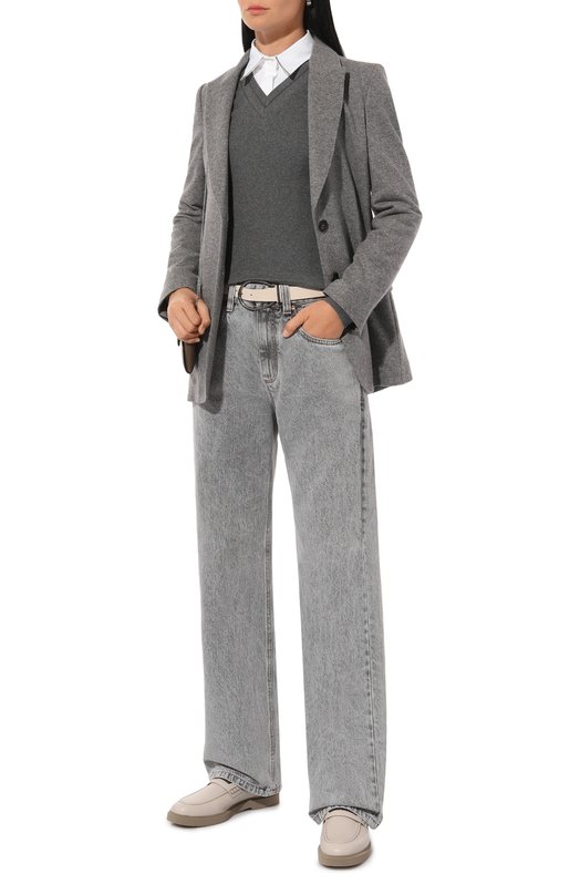 Хлопковый пуловер Brunello Cucinelli M0TC8EL512 Серый  M0TC8EL512 Фото 2