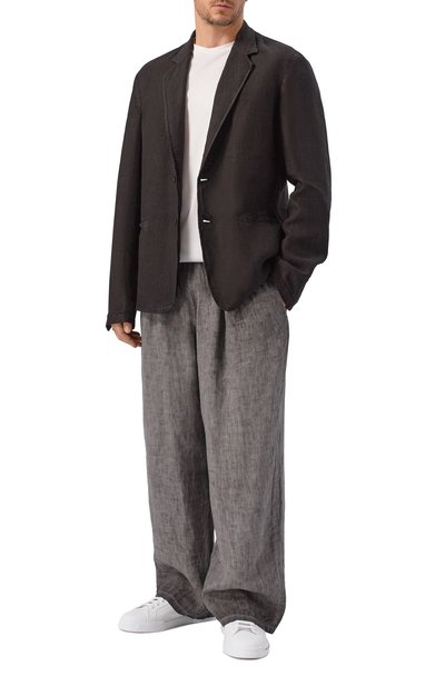 Льняные брюки NEVER ENOUGH темно-серого цвета по цене 31050 руб., арт. 2B6M218-060/MPA079 W142, фото 2 Льняные брюки NEVER ENOUGH, арт. 2B6M218-060/MPA079 W142, фото 2