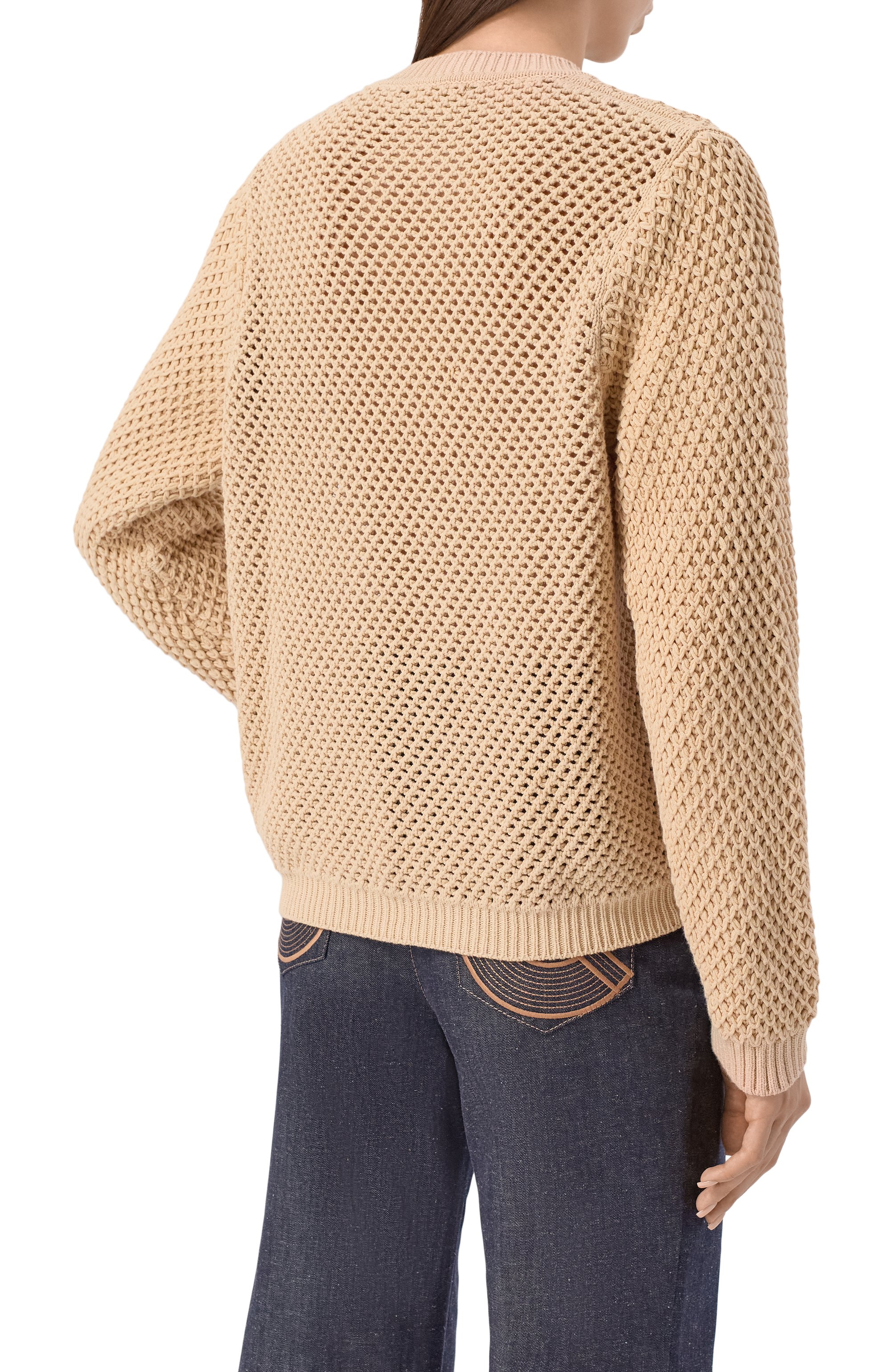 Хлопковый кардиган ELIE SAAB бежевого цвета по цене 263500 руб., арт. J0125ES25, фото 4 Хлопковый кардиган ELIE SAAB, арт. J0125ES25, фото 4