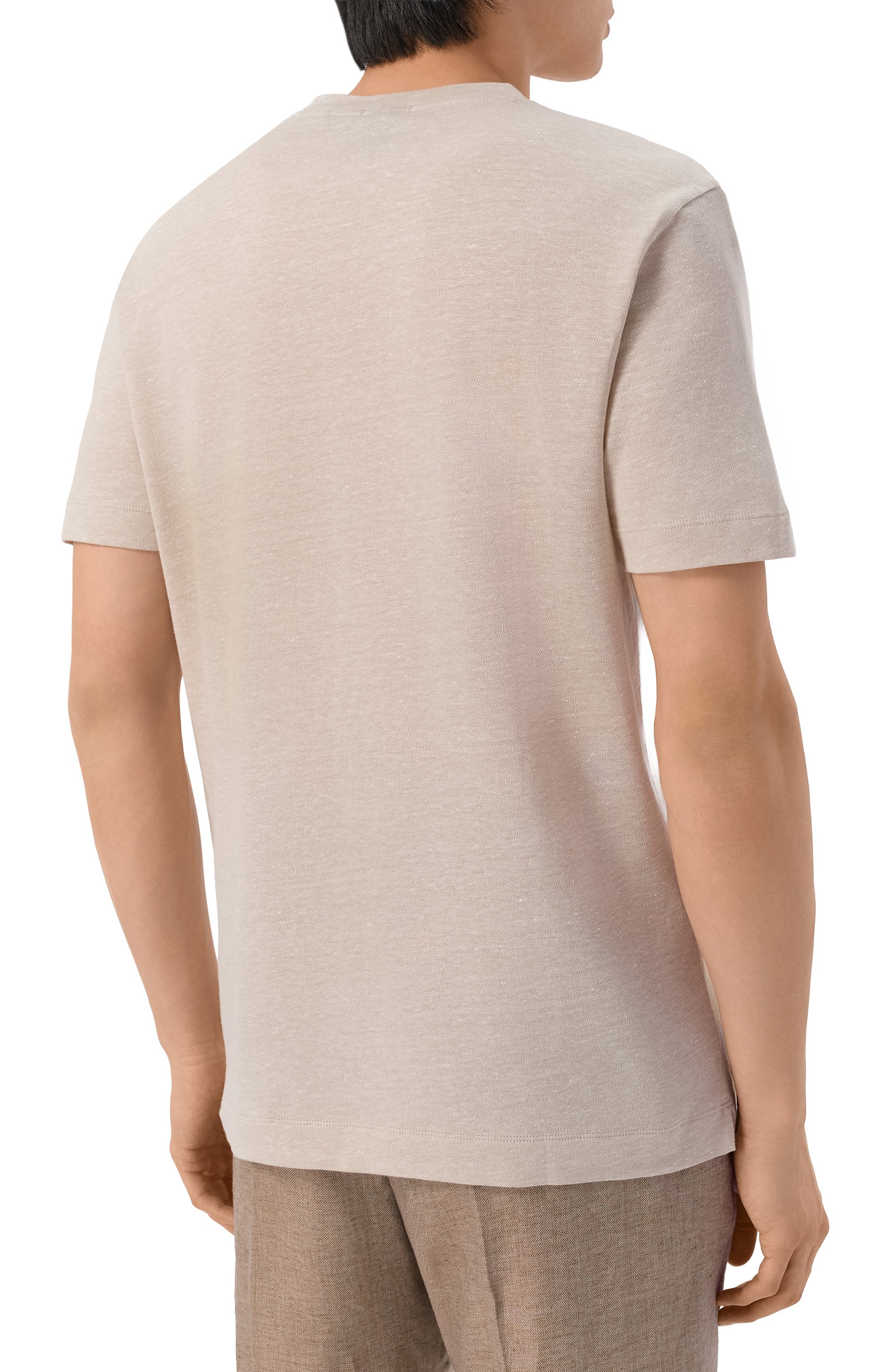 Футболка изо льна и хлопка BOSS бежевого цвета по цене 19950 руб., арт. 50559163, фото 4 Футболка изо льна и хлопка BOSS, арт. 50559163, фото 4