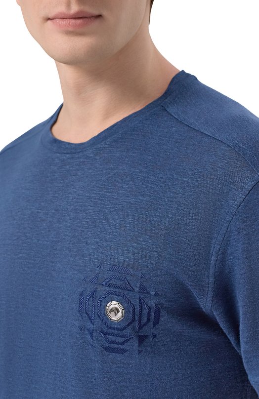 Льняная футболка Stefano Ricci MNH5104070/LN Синий  MNH5104070/LN Фото 5