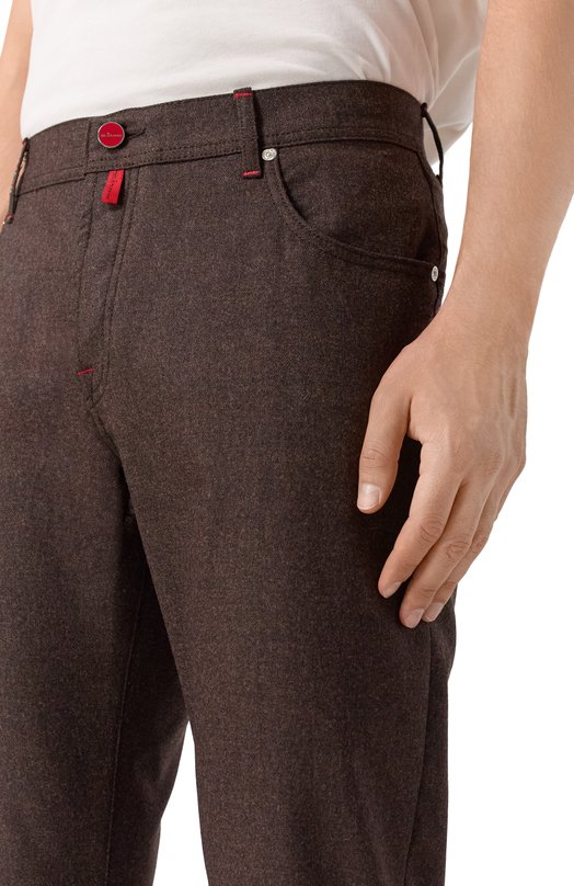 Шерстяные брюки Kiton UPNJSK0124G07 Коричневый  UPNJSK0124G07 Фото 5