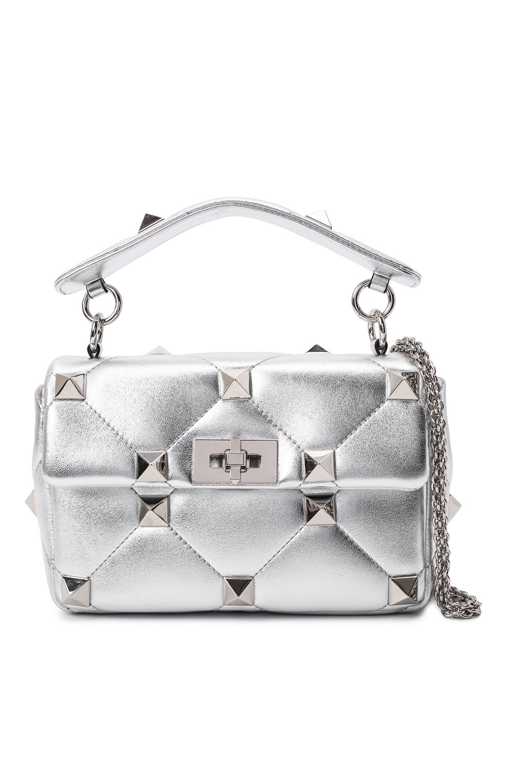 Сумка roman stud medium VALENTINO серебряного цвета по цене 291000 руб., арт. XW2B0I82/MIE, фото 7 Сумка roman stud medium VALENTINO, арт. XW2B0I82/MIE, фото 7