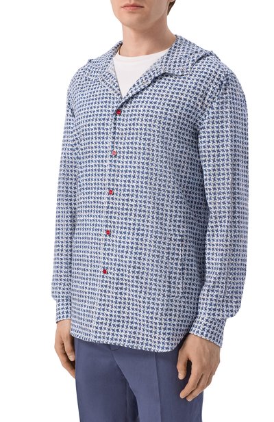 Хлопковая рубашка KITON синего цвета по цене 58950 руб., арт. UMCMARH08909, фото 3 Хлопковая рубашка KITON, арт. UMCMARH08909, фото 3