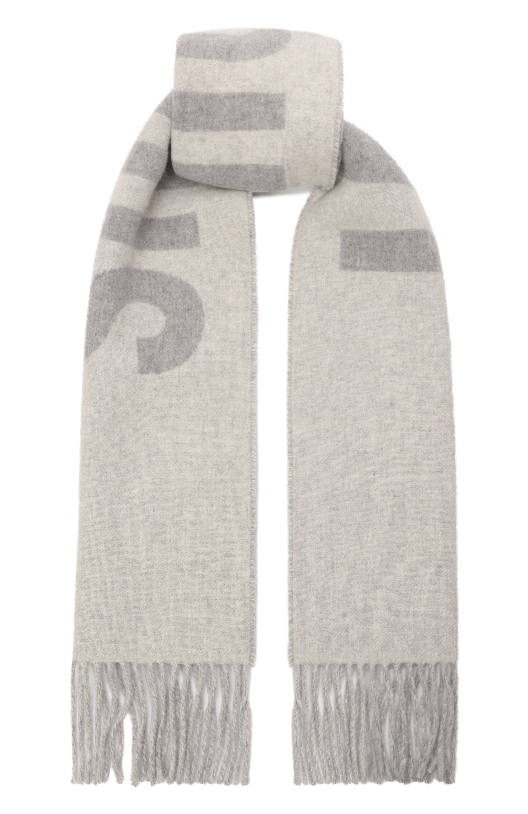 Шерстяной шарф JACQUEMUS светло-серого цвета по цене 29950 руб., арт. 22HACU00435/A0T4001, фото 1 Шерстяной шарф JACQUEMUS, арт. 22HACU00435/A0T4001, фото 1