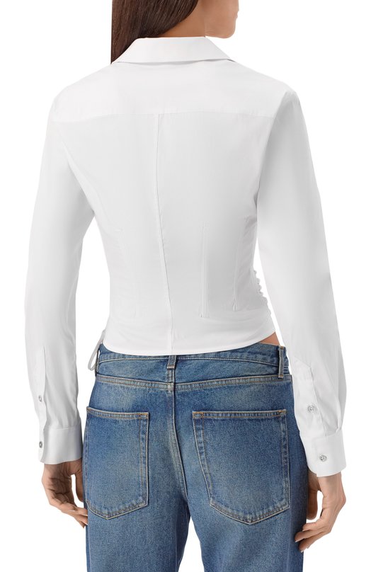 Хлопковая блузка Mugler 25F1T007642010 Белый  25F1T007642010 Фото 4