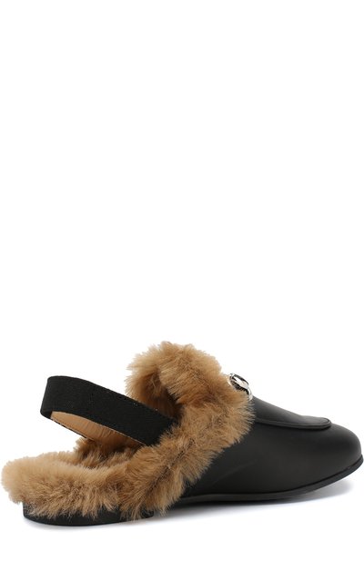 Кожаные сабо с отделкой из овчины GUCCI, арт. 526192/0IIK0, фото 3
