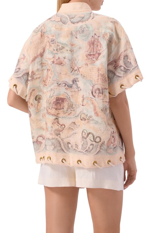 Льняная рубашка Zimmermann 6558TC261 Бежевый  6558TC261 Фото 4