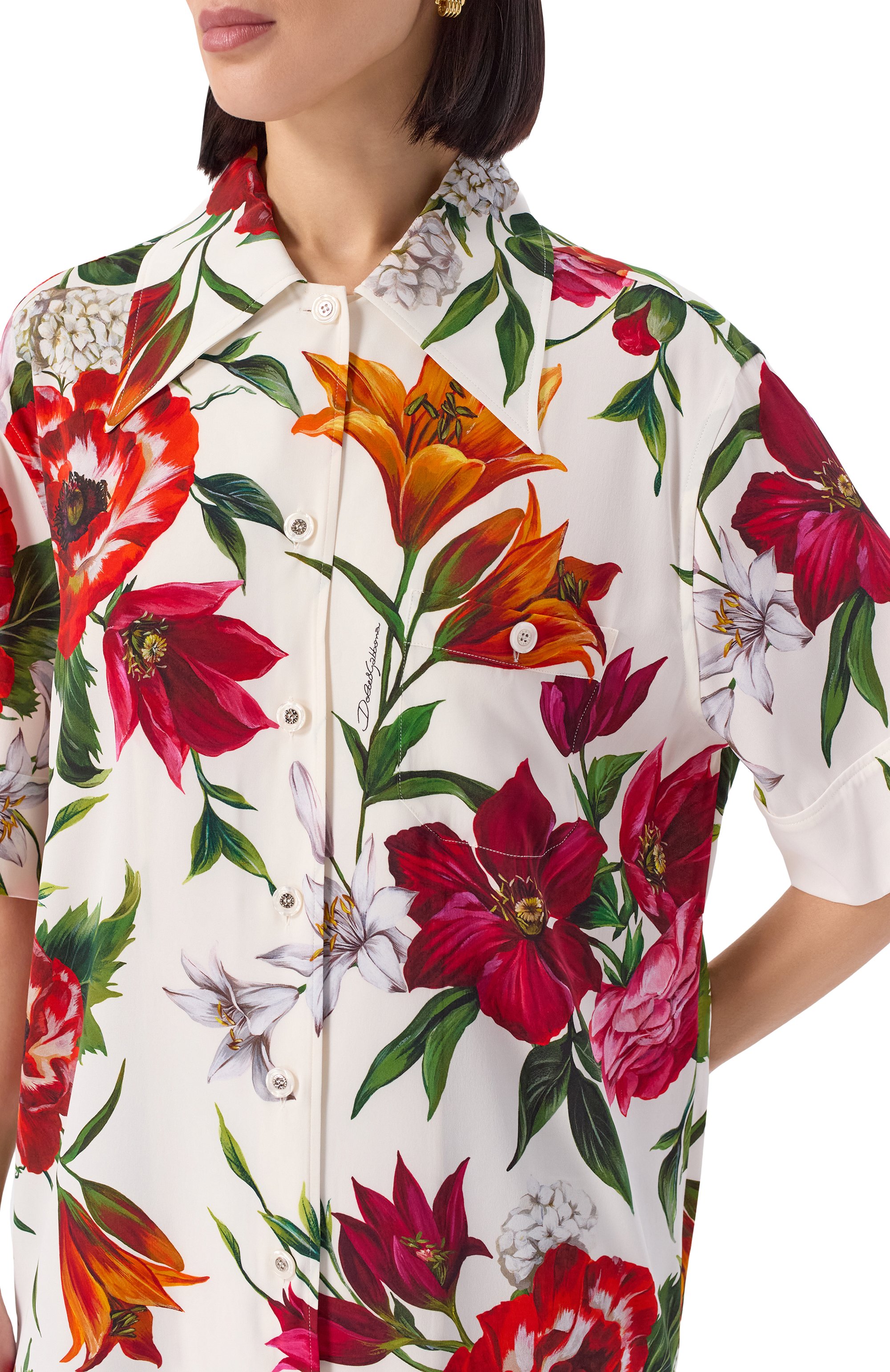 Шелковая рубашка DOLCE & GABBANA красного цвета по цене 191500 руб., арт. F5N17T/FSA7V, фото 5 Шелковая рубашка DOLCE & GABBANA, арт. F5N17T/FSA7V, фото 5