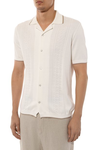 Хлопковая рубашка BRUNELLO CUCINELLI белого цвета по цене 127000 руб., арт. M29202605, фото 3 Хлопковая рубашка BRUNELLO CUCINELLI, арт. M29202605, фото 3